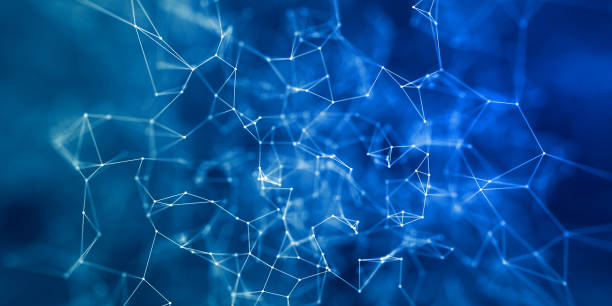 istock Abstract geometric background connecting dots and lights as a plexus in blue. Plexus 1405486191