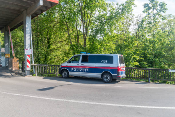 Austrian police (polizei) car. stock photo