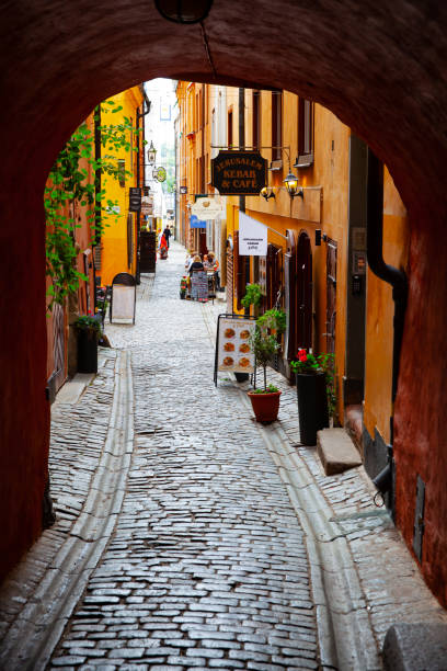 old street in the old town of stockholm - gamla stan stockholm bildbanksfoton och bilder