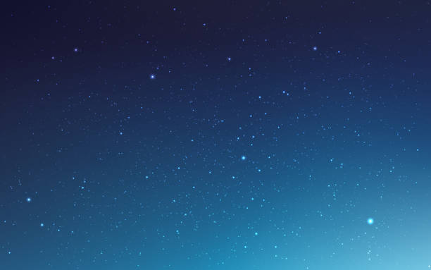 голубой космос. реалистичное звездное небо с градиентом. млечный путь с сияющими звездами. красивая глубокая вселенная. ночное небо со свет - небо stock illustrations