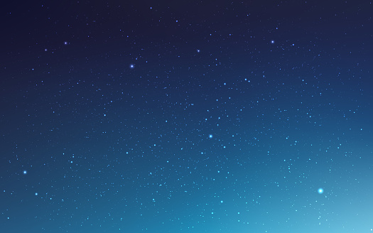 Blue cosmos. Realistic starry sky with gradient. Milky way with shining stars. Beautiful deep universe. Night sky with light effect. Space wallpaper. Vector illustration.