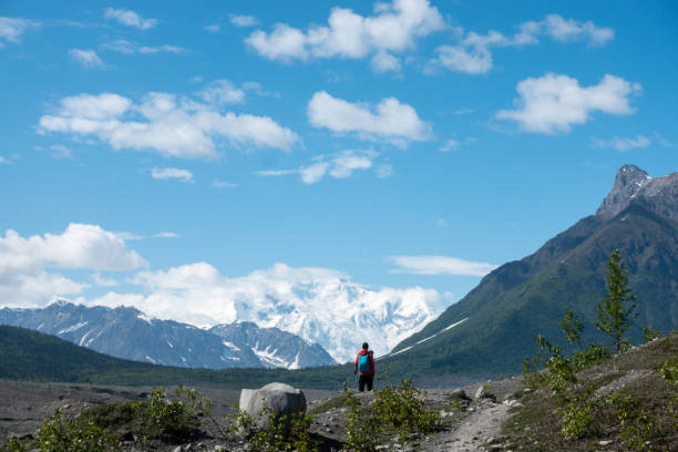Man Hiking up a Glacier, Wrangell St. Elias NP, Alaska