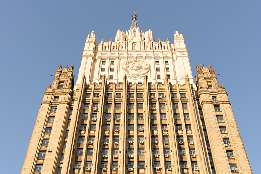 Building of the Ministry of Foreign Affairs of Russia. Russia, Moscow, 09 june 2022.