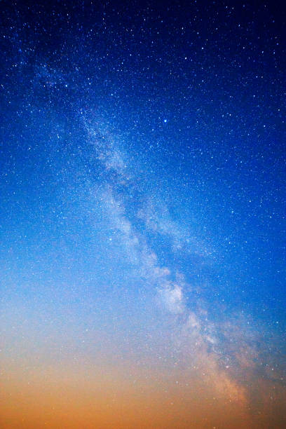 Milky Way in the midnight sky stock photo
