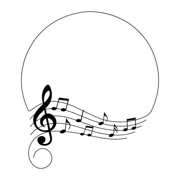 Music notes, musical background with circle frame, vector illustration. Music notes, musical background with circle frame, vector illustration. musical stave stock illustrations