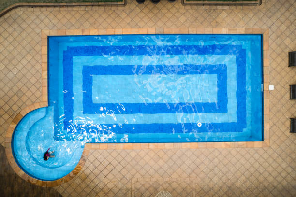 istock Aerial view of backyard pool 1405504502