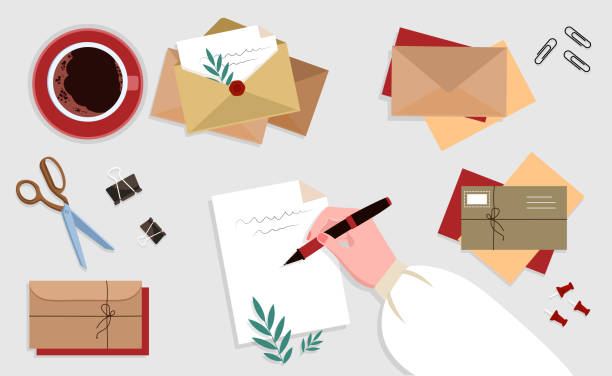 illustrations, cliparts, dessins animés et icônes de enveloppes avec courrier - envelope mail letter multi colored