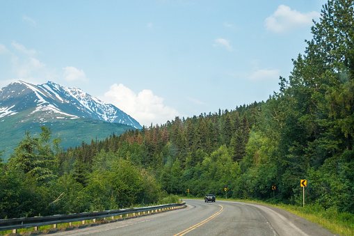Picture of the Alaskan Highway.  the landscape offers stunning views in summer.