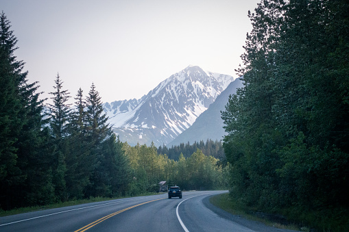 Picture of the Alaskan Highway.  the landscape offers stunning views in summer.