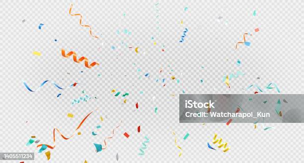 3d Render Of Colorful Confetti Flying On Transparent Background Stock Photo - Download Image Now