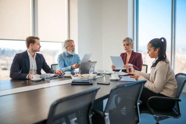 istock Mature Female Colleague Explaining Project Objectives at the Office 1405522483