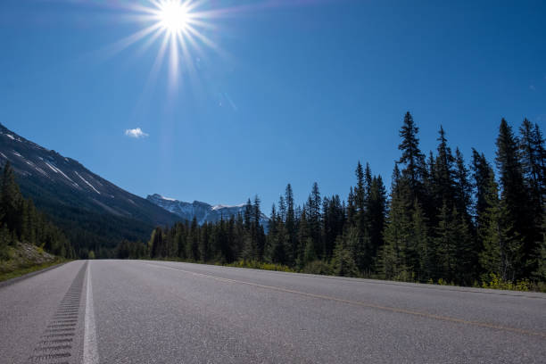 istock Low angle shot of an empty road with blue skies 1405522548