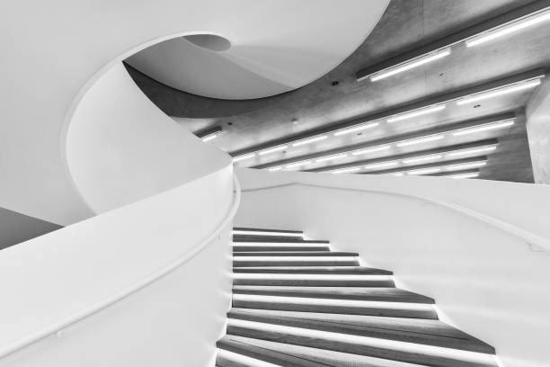 istock Interior view of modern spiral staircase. Contemporary architecture abstract background 1405528518
