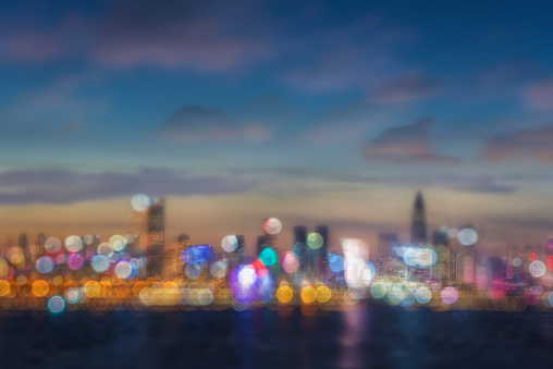 Blurred city lights background of skyline of Shenzhen city