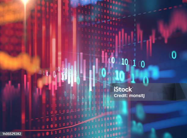 Grafik Investasi Pasar Saham Pada Latar Belakang Abstrak Angka 3d