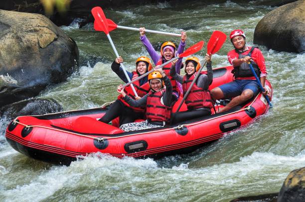 Free Stock Photo of Men Riding on a Raft Down a River | Download Free ...