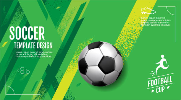 ilustrações de stock, clip art, desenhos animados e ícones de soccer template design , football banner, sport layout design, vector illustratio - football