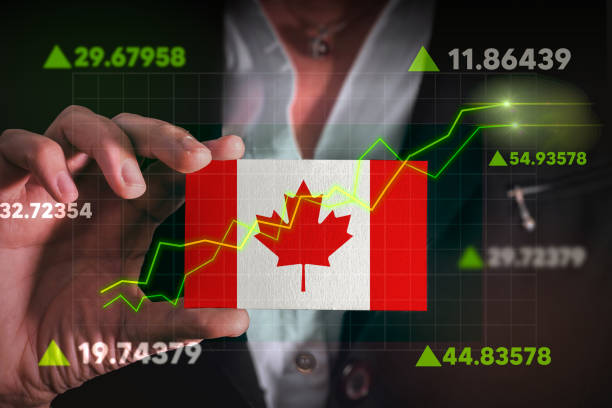 istock Graph growing up in Front Of Canada Flag. 1405532992