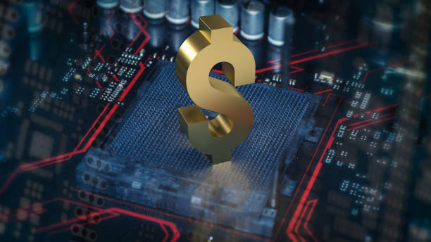 istock The dollar gold symbol on PCB BOARD for business or technology concept 3d rendering 1405533103