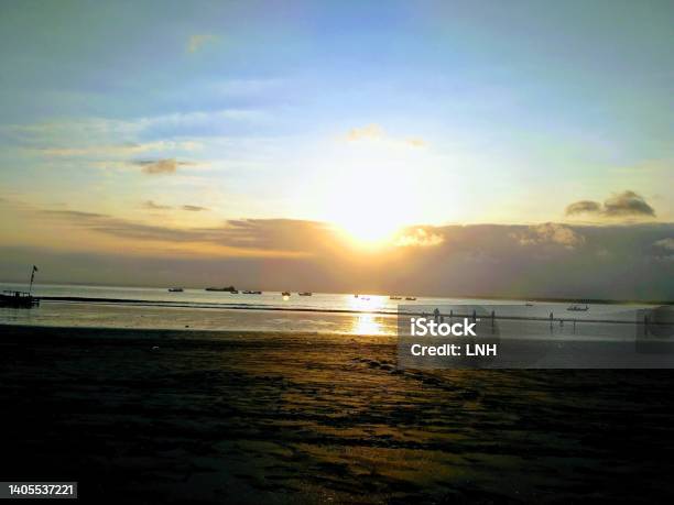 Sunset Beach At Pangandaran Stock Photo - Download Image Now - Beach, Beauty, Color Image
