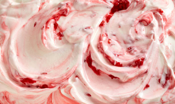 istock Red strawberry ice cream background 1405542375
