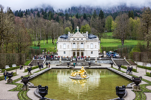 Schloss, Germany - June 27, 2022: Linderhof Palace in Bavaria