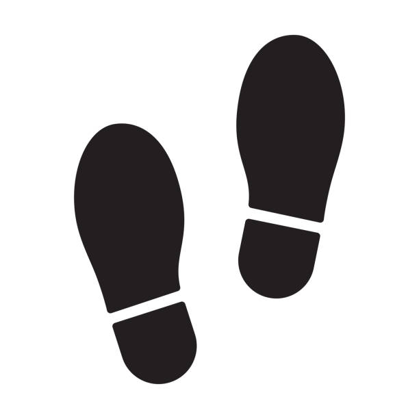 그래픽 디자인, 로고, 웹 사이트, 소셜 미디어, 모바일 앱, ui 일러스트레이션을 위한 신발 인쇄 아이콘. - shoe print stock illustrations
