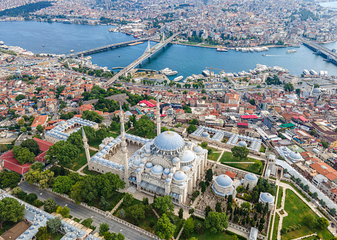 Aerial View Of Suleymaniye Mosque in Istanbul, Turkiye