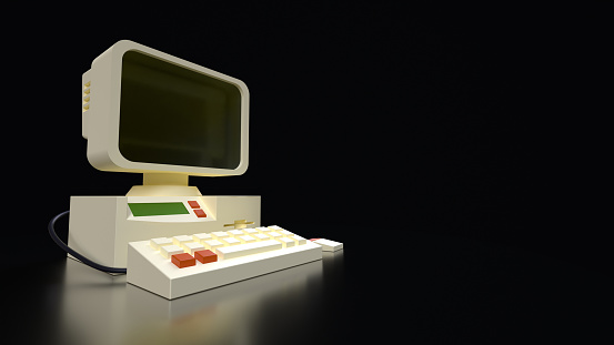 80s Computer Render Stylized Old 80s Retro Computer 3d Computer Generated Image Stock Photo ...