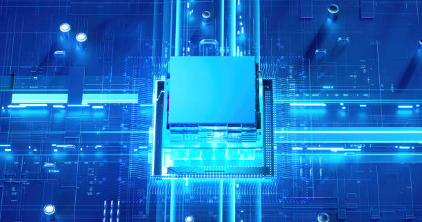 istock 3D rendering of cyberpunk AI. Circuit board. Technology background. Central Computer Processors CPU and GPU concept. Motherboard digital chip. Tech science background. 1405561457