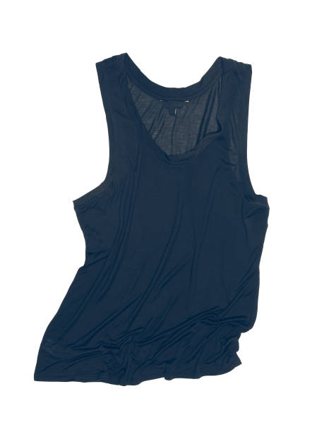 istock Wrinkled black male tank top isolated on white 1405564251