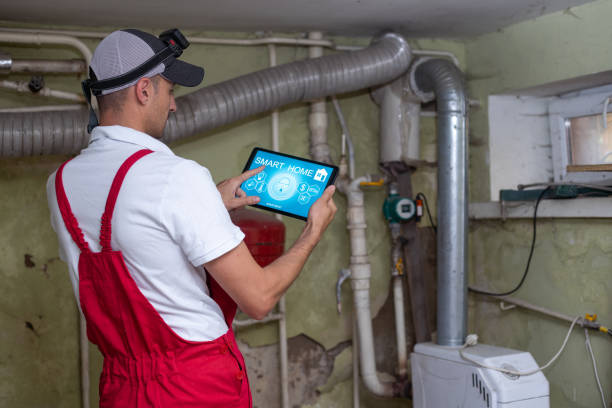 istock The technician checking the heating system in the boiler room with tablet in hand. 1405564469