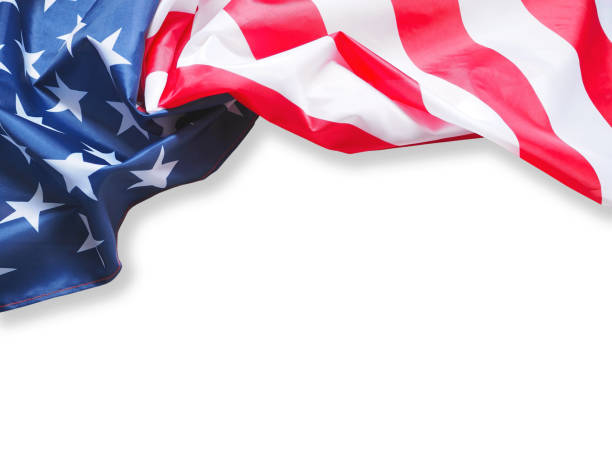 istock American flag isolated on white background. 1405564543