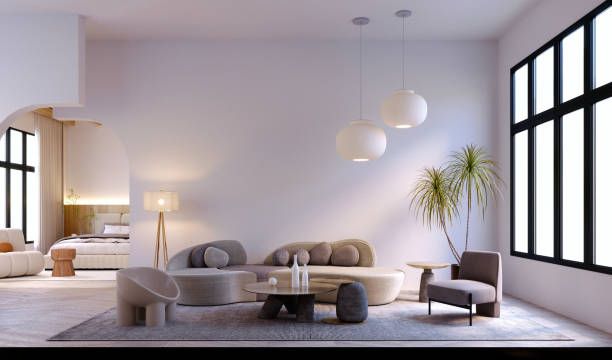 istock 3d rendering,3d illustration, Interior Scene and  Mockup,Living room modern interior with white wall sofa. 1405567372