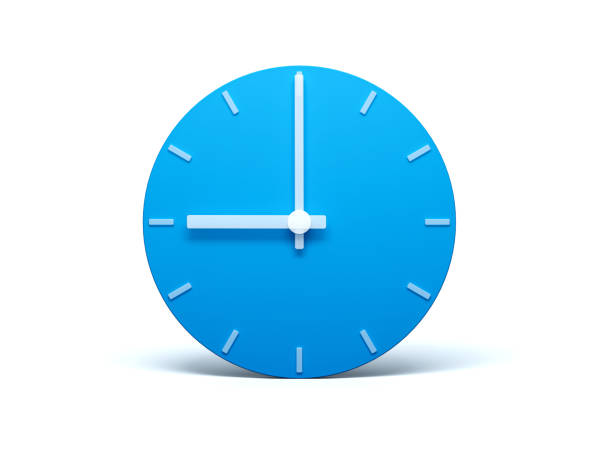 istock Blue wall Clock on isolated white background with Shadow 3d Illustration. 9 O'clock 1405573998