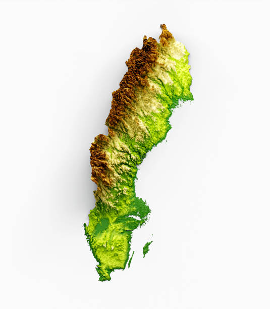 istock Sweden Map Shaded relief Color Height map on white Background 3d illustration 1405574458