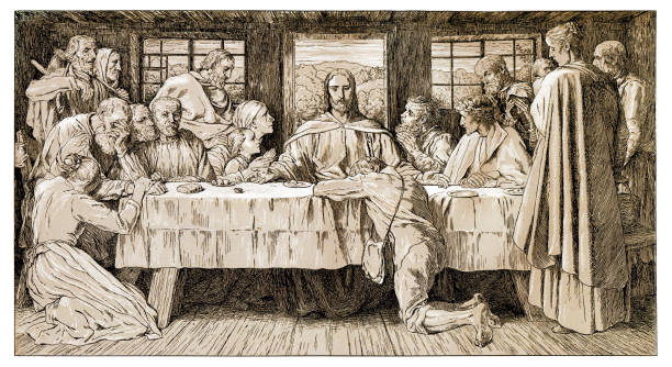 Jesus at last supper with disciples art nouveau illustration Art Nouveau is an international style of art, architecture, and applied art, especially the decorative arts, known in different languages by different names: Jugendstil in German, Stile Liberty in Italian, Modernisme català in Catalan, etc. In English it is also known as the Modern Style. The style was most popular between 1890 and 1910 during the Belle Époque period that ended with the start of World War I in 1914.
Original edition from my own archives
Source : Deutsche Kunst und Dekoration Band I 1898 last supper stock illustrations