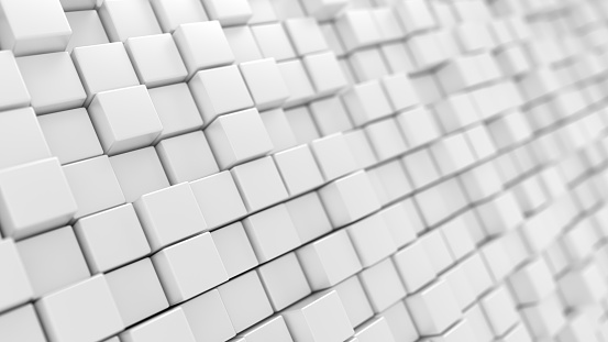 White cubes background. 3d rendering of white geometric surface