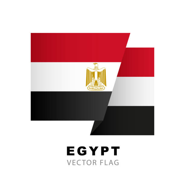 ilustrações, clipart, desenhos animados e ícones de símbolo de bandeira egípcia colorida. bandeira do egito. ilustração do vetor isolada em fundo branco. - egyptian flag flag africa middle east