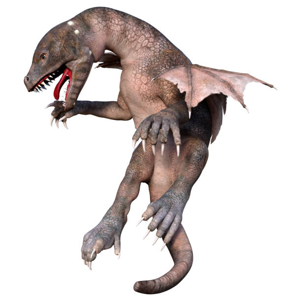 3D rendering of a fantasy dragon isolated on white background