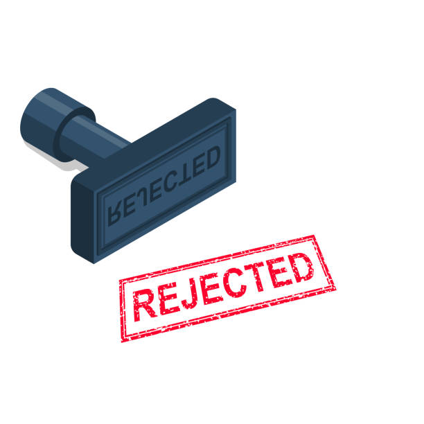 Rejection stamping. Red did not approve the stamp Rejection stamping. Red did not approve the stamp. Document for signature and stamp. Vector illustration flat design. Isolated on white background. Work with papers. Document Failure. fail stamp stock illustrations