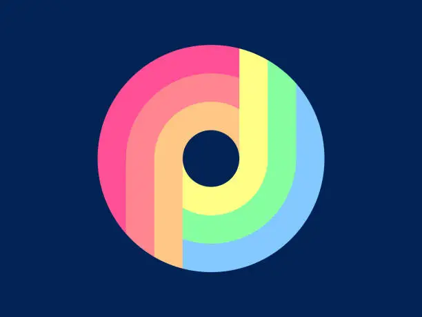 Vector illustration of Pastel rainbow colors circle on dark blue background. Neurodiversity concept.