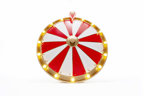 Wheel of fortune on white background. Horizontal composition with copy space. Clipping path is included.