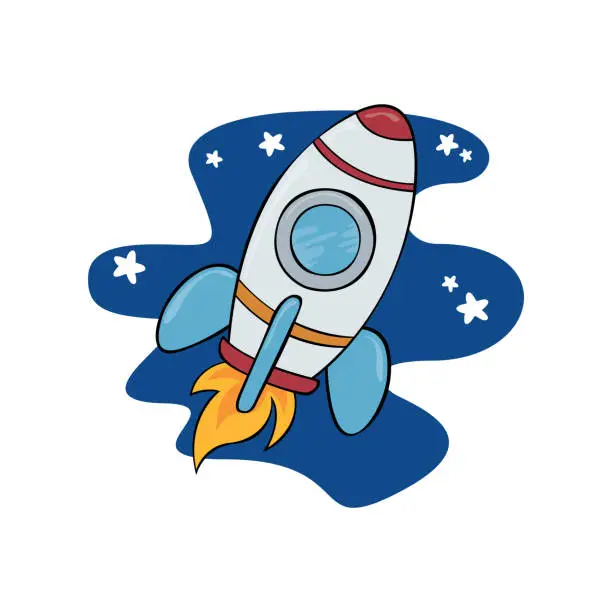 Vector illustration of Rocket and space