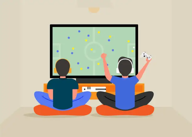 Vector illustration of Playing video games