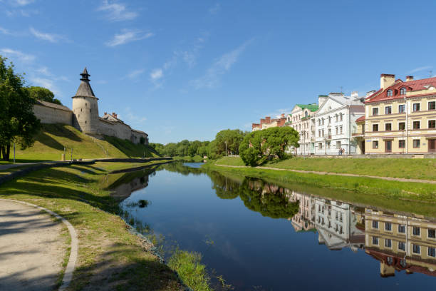 Pskov Krom or Kremlin Pskov Krom or Kremlin. Pskova river. Pskov, Russia pskov russia stock pictures, royalty-free photos & images