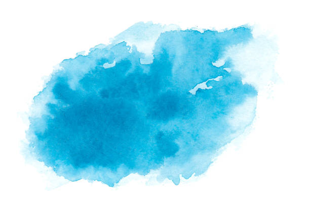 Abstract blue watercolor splash texture isolated on white background