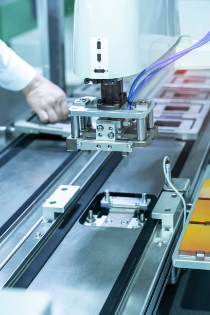 istock Automatic industrial robotic robot working, industry 4.0 and technology concept 1405593972