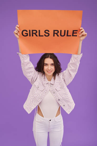 istock Young feminist girl with poster 1405594372