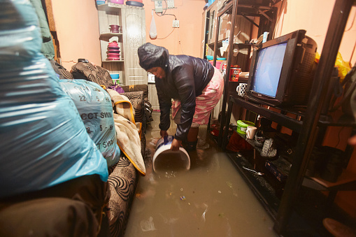 khayelitsha Township, Cape Town, South Africa. 14 June 2022. Residents of khayelitsha township near Cape Town had their shack homes flooded during days of heavy rainfall. Many residents had to evacuate homes.